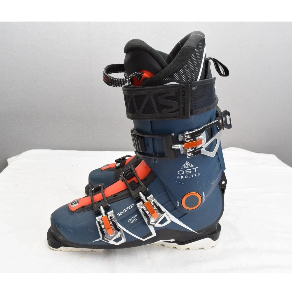 Salomon QST Pro 120 Ski Boots 26.5 Blue Orange Custom Shell Alpine Mens Touring
